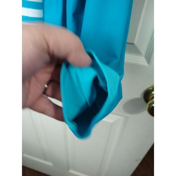 Coastal Blue Woman 1X Aqua White Rash Guard Long Sleeve 1/4 Zip Pullover - Picture 7 of 9